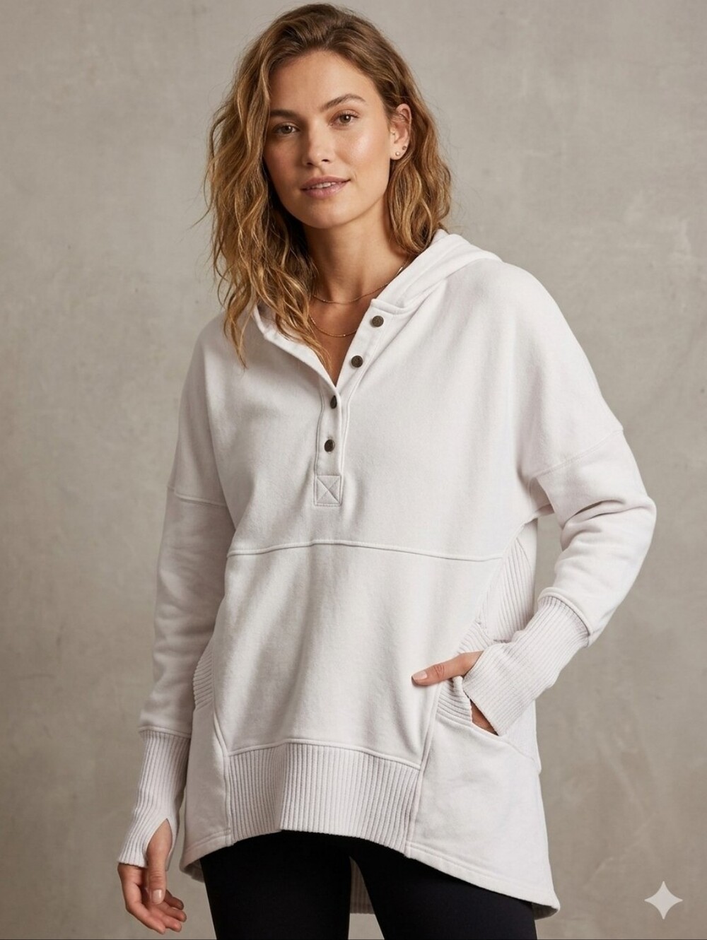 Bucketlist Oversized French Terry Henley Hoodie-SM #084